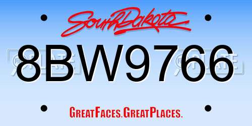 8BW9766 South Dakota License Plate