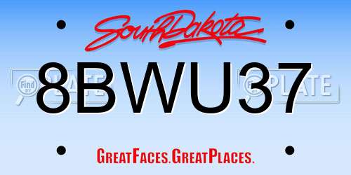 8BWU37 South Dakota License Plate