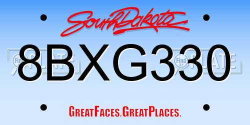 8BXG330 South Dakota License Plate