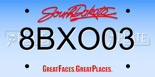 8BXO03 South Dakota License Plate