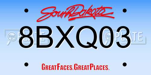 8BXQ03 South Dakota License Plate