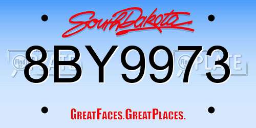 8BY9973 South Dakota License Plate