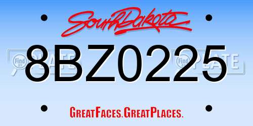 8BZ0225 South Dakota License Plate