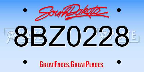 8BZ0228 South Dakota License Plate