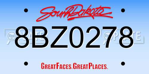 8BZ0278 South Dakota License Plate