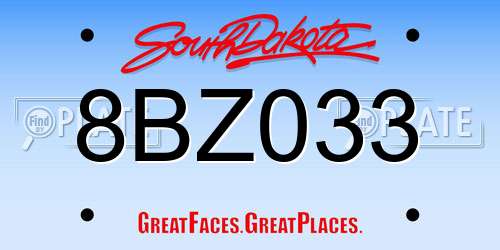 8BZ033 South Dakota License Plate