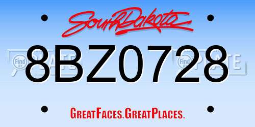 8BZ0728 South Dakota License Plate