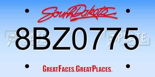 8BZ0775 South Dakota License Plate