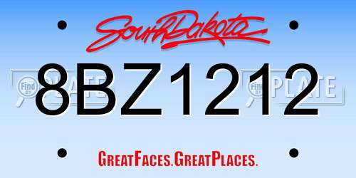 8BZ1212 South Dakota License Plate