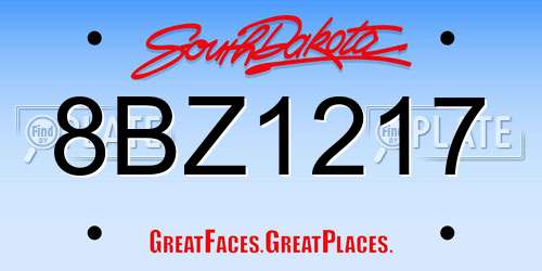 8BZ1217 South Dakota License Plate