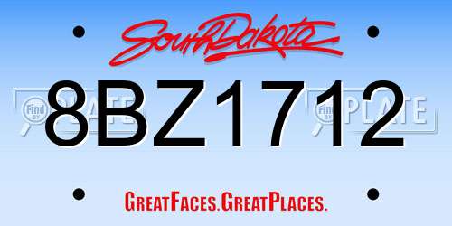 8BZ1712 South Dakota License Plate