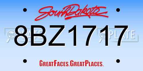8BZ1717 South Dakota License Plate