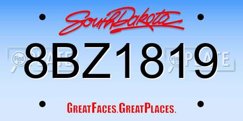 8BZ1819 South Dakota License Plate