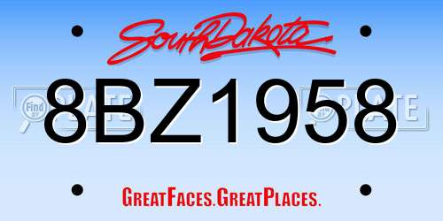 8BZ1958 South Dakota License Plate