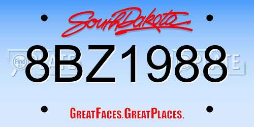 8BZ1988 South Dakota License Plate