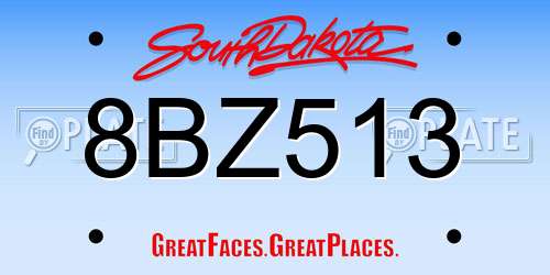 8BZ513 South Dakota License Plate