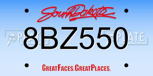 8BZ550 South Dakota License Plate