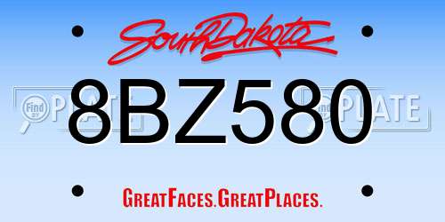 8BZ580 South Dakota License Plate