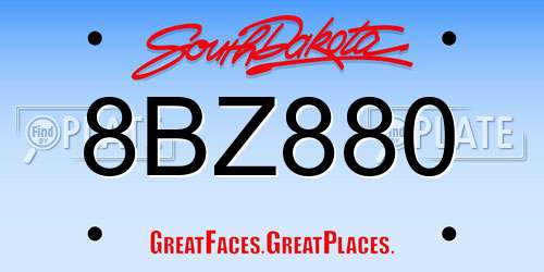 8BZ880 South Dakota License Plate
