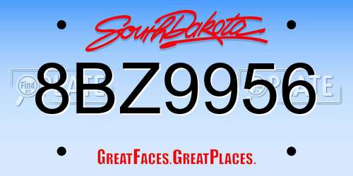 8BZ9956 South Dakota License Plate