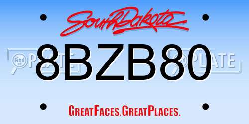 8BZB80 South Dakota License Plate