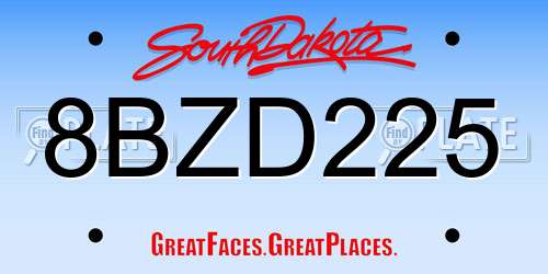 8BZD225 South Dakota License Plate