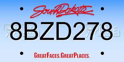 8BZD278 South Dakota License Plate