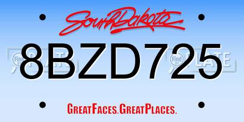 8BZD725 South Dakota License Plate