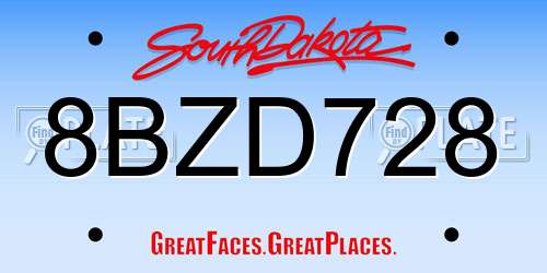 8BZD728 South Dakota License Plate