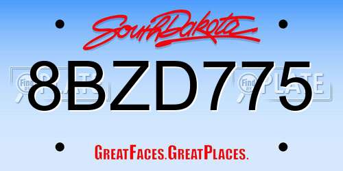 8BZD775 South Dakota License Plate