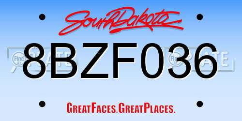 8BZF036 South Dakota License Plate