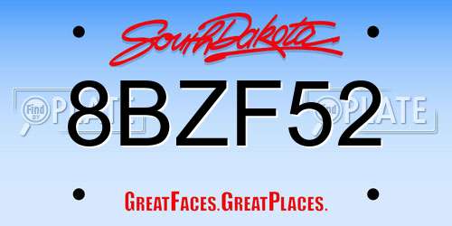 8BZF52 South Dakota License Plate