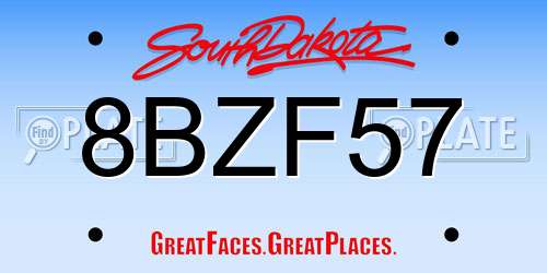 8BZF57 South Dakota License Plate