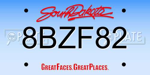 8BZF82 South Dakota License Plate