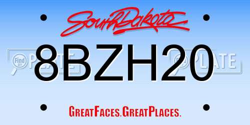 8BZH20 South Dakota License Plate