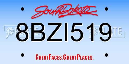 8BZI519 South Dakota License Plate