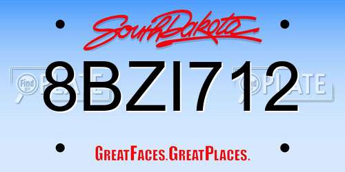 8BZI712 South Dakota License Plate