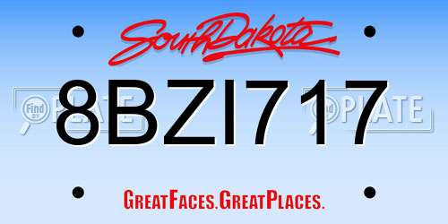 8BZI717 South Dakota License Plate