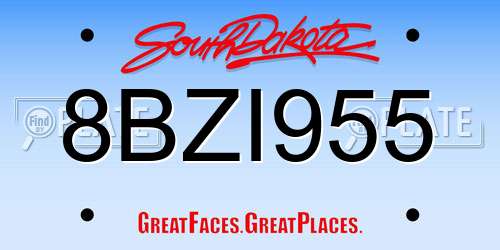 8BZI955 South Dakota License Plate