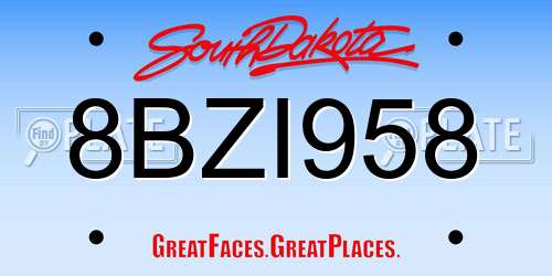 8BZI958 South Dakota License Plate