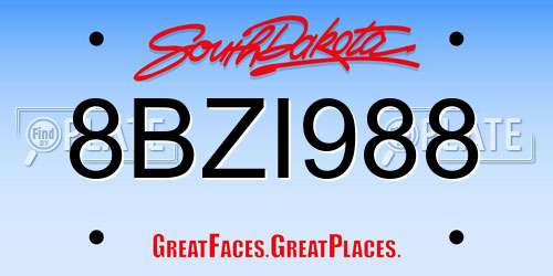 8BZI988 South Dakota License Plate