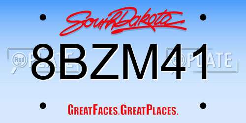 8BZM41 South Dakota License Plate