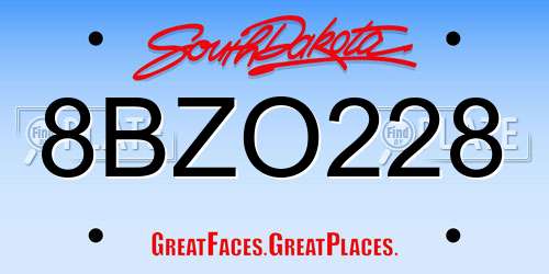 8BZO228 South Dakota License Plate