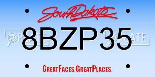 8BZP35 South Dakota License Plate