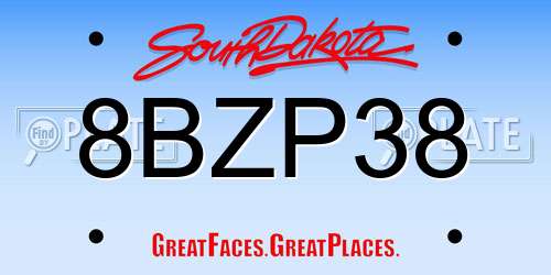 8BZP38 South Dakota License Plate