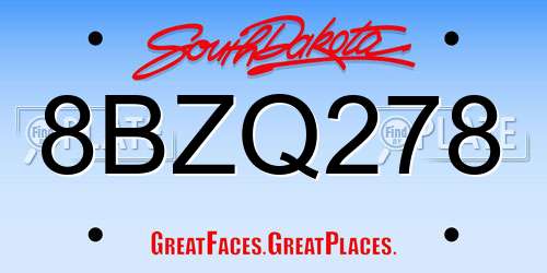 8BZQ278 South Dakota License Plate