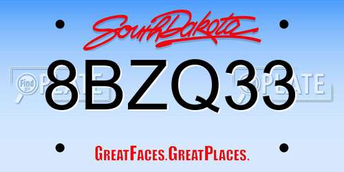 8BZQ33 South Dakota License Plate