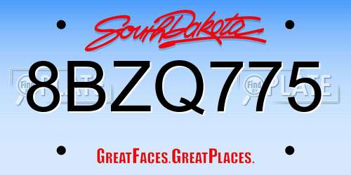 8BZQ775 South Dakota License Plate