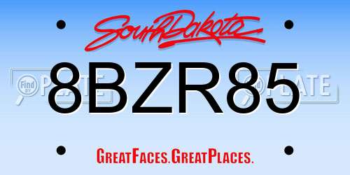 8BZR85 South Dakota License Plate
