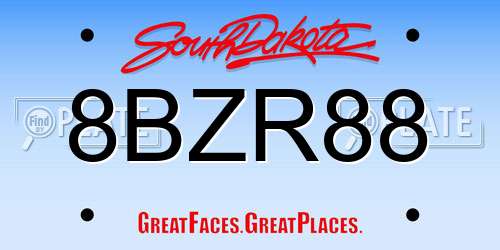 8BZR88 South Dakota License Plate